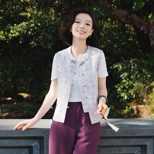 非遗宋锦四重纬织金提花马甲女装