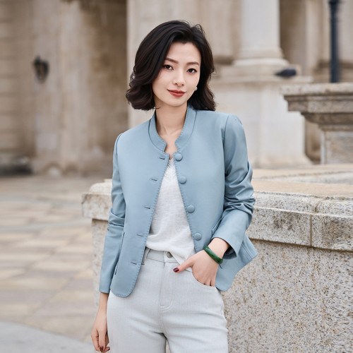 土耳其进口绵羊皮拱针皮衣外套女