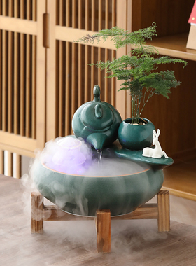 创意小型客厅流水喷泉生财摆件循环水办公桌面鱼缸装饰乔迁送礼品