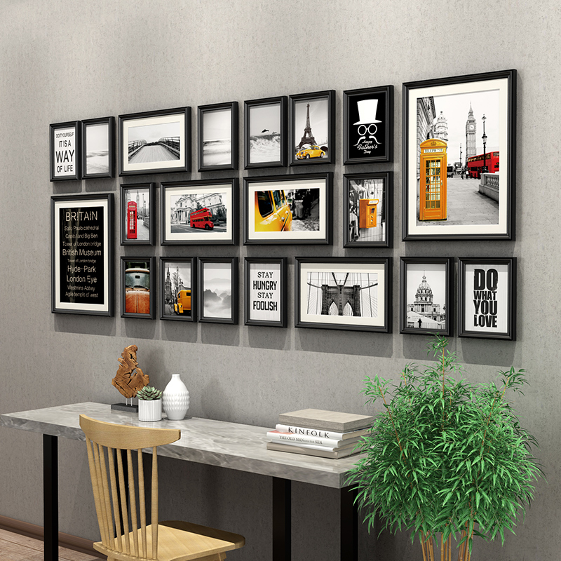 照片墙装饰免打孔相框挂墙公司组合企业文化墙家庭客厅墙面相片墙