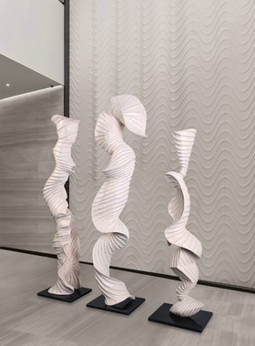 抽象木雕工艺品大型落地摆件商业空间商场会所装饰软装雕塑艺术品