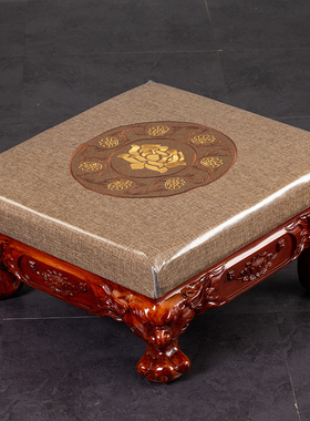 紫运阁实木拜佛垫家用莲花礼佛拜椅佛前跪拜垫磕头莲花禅修椅拜凳