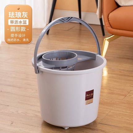 带轮子家用加厚拖地拖把桶塑料旋转拧水墩布单桶手动挤水桶地拖桶