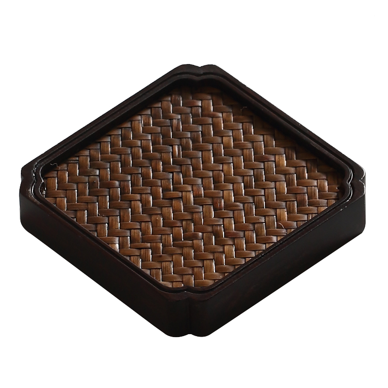 重竹杯垫手工竹制席面檀竹圆杯垫若兰茶杯托茶席饰物功夫茶道配件