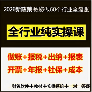 26年会计实务做账真账实训实操报税网课教程软件系统培训咨询初级
