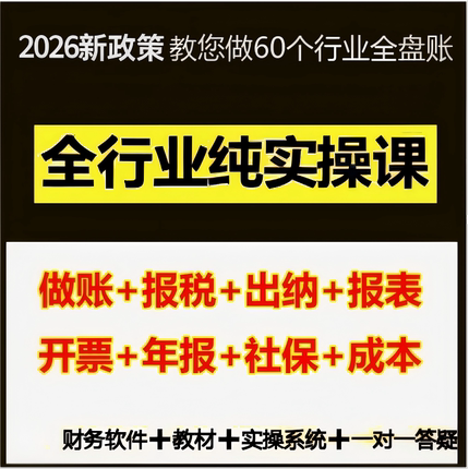 26年会计实务做账真账实训实操报税网课教程软件系统培训咨询初级