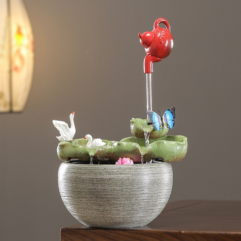流水摆件循环水招财鱼缸客厅喷泉生财家居办公室桌面装饰开 业礼