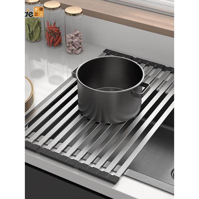 厨房滤水板水池台面水果蔬菜沥水架304不锈钢可折叠水槽边沥水帘,厨房/烹饪用具,水槽置物架,淘宝优惠券,粉丝福利购,淘宝优惠卷