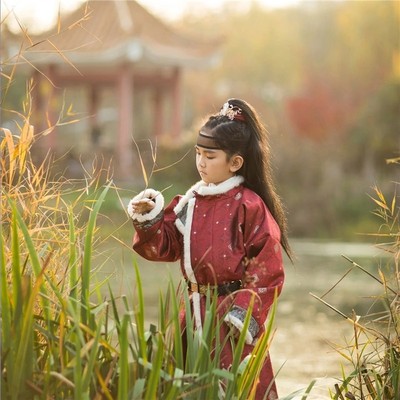 新款原创西域风唐圆领袍男童拜年服周岁冬季宝宝童装汉服