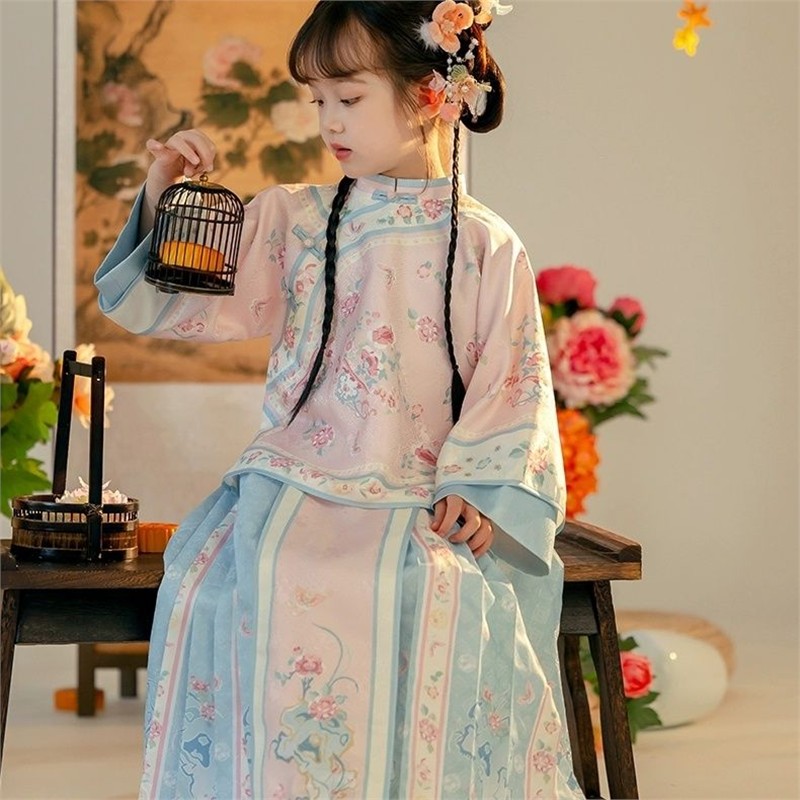 汉服女童格格2025清朝春秋新款儿童古装宫廷套装古典新中式两件套