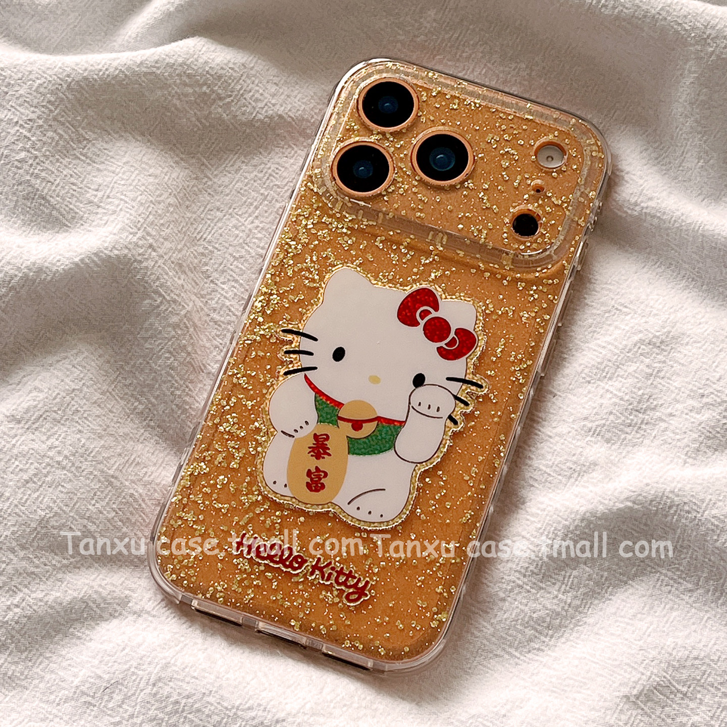 新年金箔招财可爱HelloKitty适用苹果17promax手机壳iPhone16pro新款15闪粉14pro防摔17小众13创意17Pro全包,3C数码配件,手机保护套/壳,淘宝优惠券,粉丝福利购,淘宝优惠卷