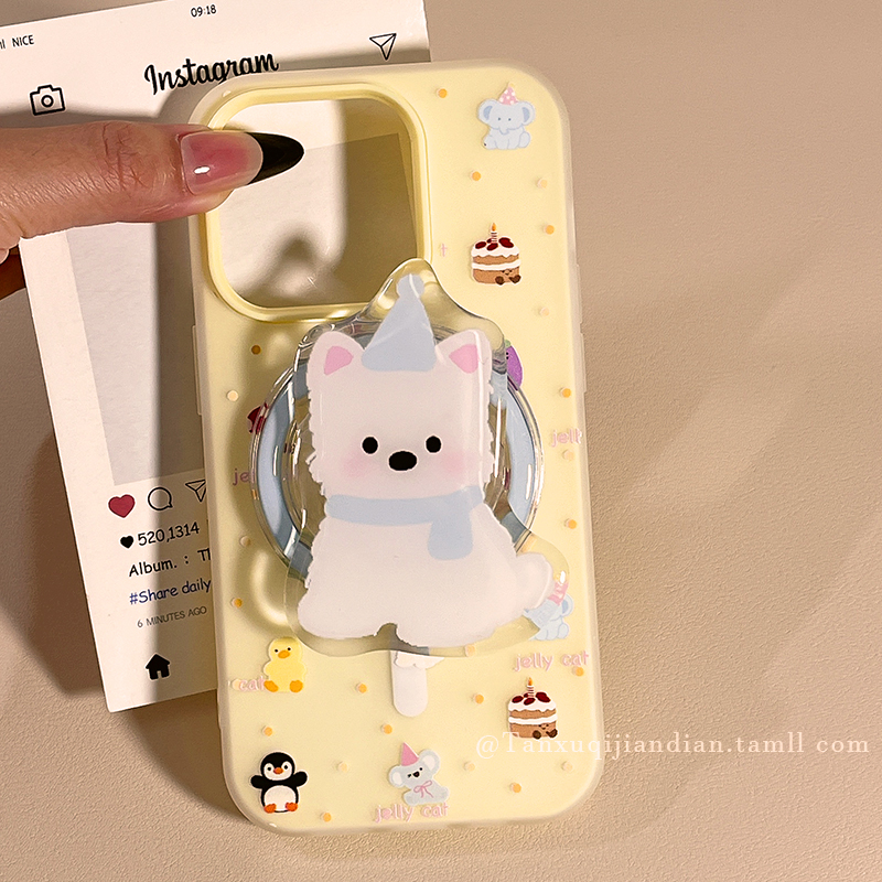 简约可爱动物波点磁吸手机壳