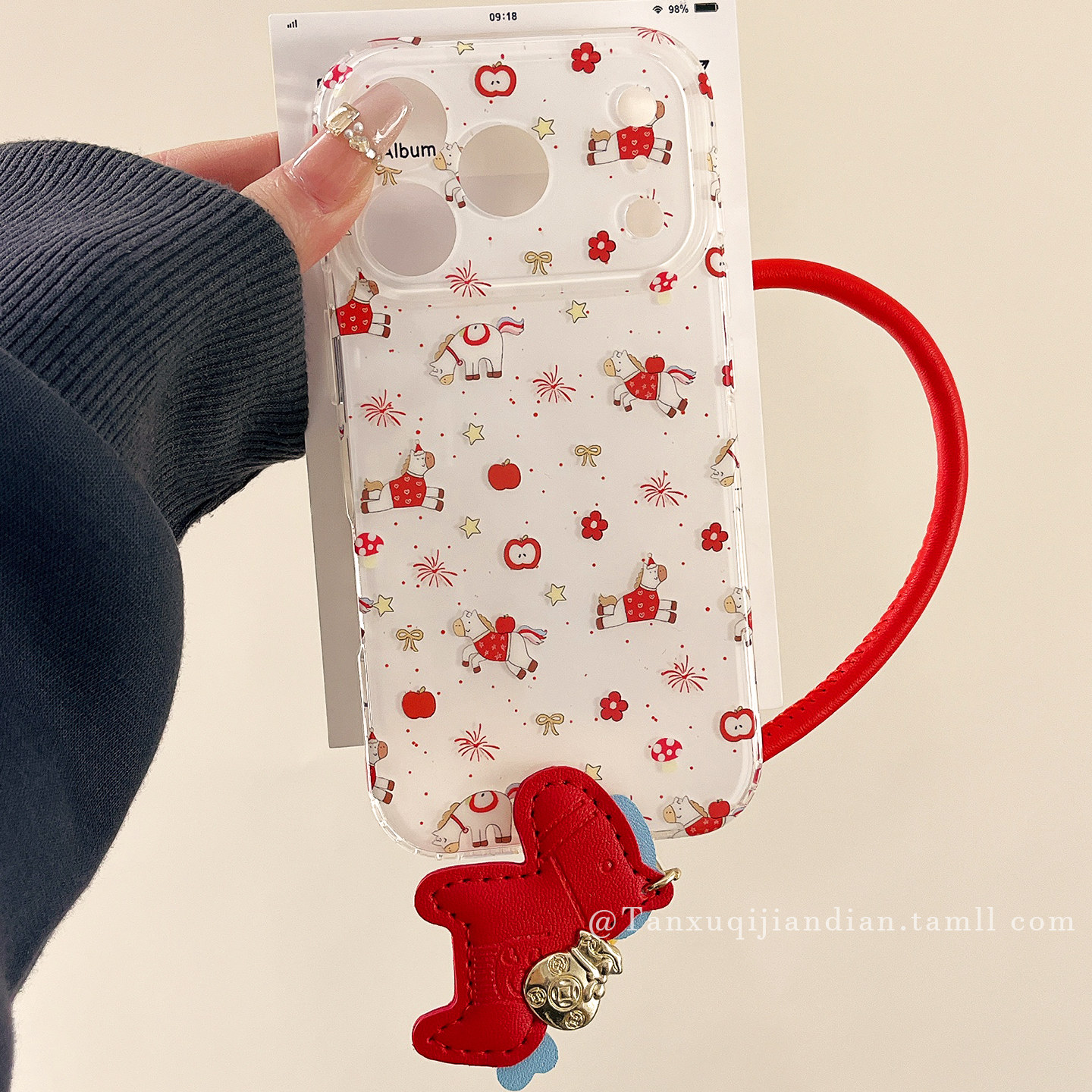 新年红苹果烟花小马适用苹果17promax手机壳iPhone16Pro新款15带挂绳14pro防摔15Pro小众13创意马年17Pro全包,3C数码配件,手机保护套/壳,淘宝优惠券,粉丝福利购,淘宝优惠卷