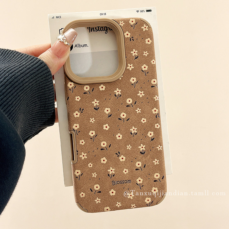 秋冬复古棕色小碎花适用苹果17promax手机壳iPhone16Pro新款15皮质14pro防摔15pro小众14创意全包12保护套11,3C数码配件,手机保护套/壳,淘宝优惠券,粉丝福利购,淘宝优惠卷