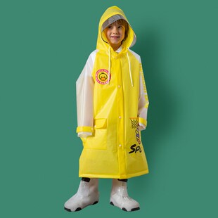 新式 儿童雨衣外套男孩女童加厚透明防水全身连体宝宝小学生防水服