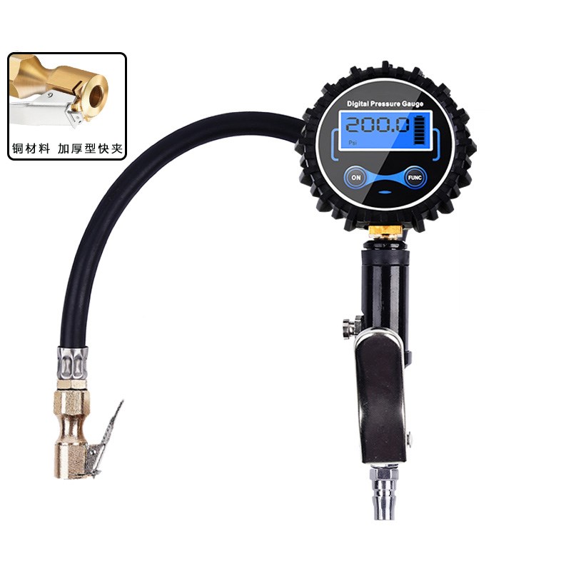 极路士轮胎数显充气表 轮胎充气枪 数显测压计 快速充气夹头铜