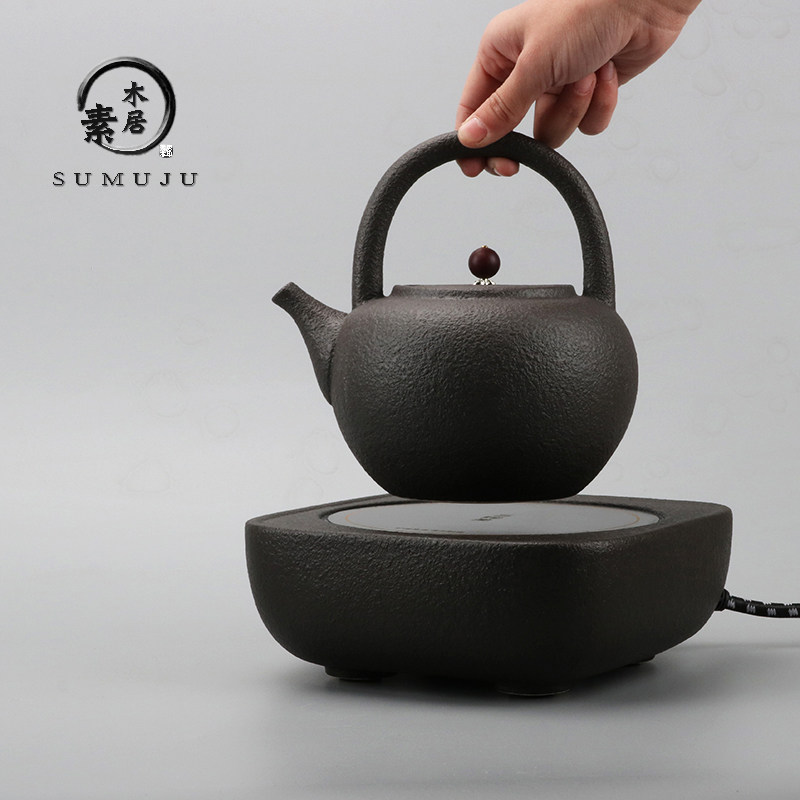 台湾煮茶陶壶黑陶茶具火山石煮茶器陶瓷提梁壶功夫茶烧水壶电陶炉