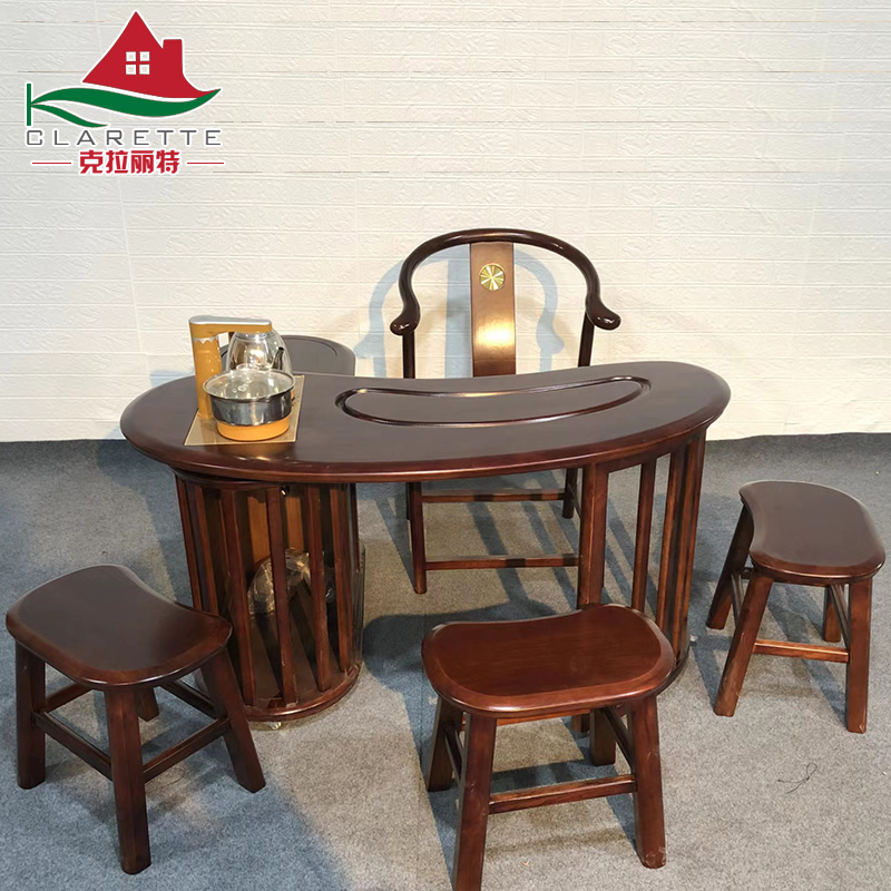 新中式实木小茶几泡茶桌椅组合家用办公阳台小户型可伸缩功夫茶台