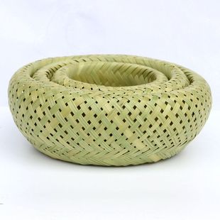 手工竹编制品竹青簸箕农家托盘鸟巢形篮子家用厨房收纳筐馒头竹筐