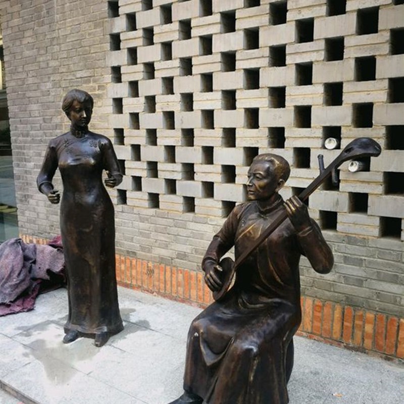 玻璃钢民俗人物场景雕塑城市街道仿铜卡通抽象摆件可按图定制