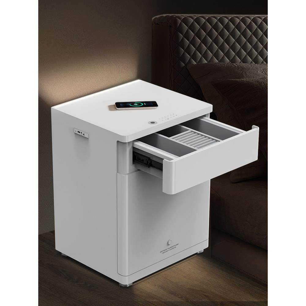 德国精装进口床头保险柜家用小型55cm全钢隐形抽屉指纹密码智能Wi