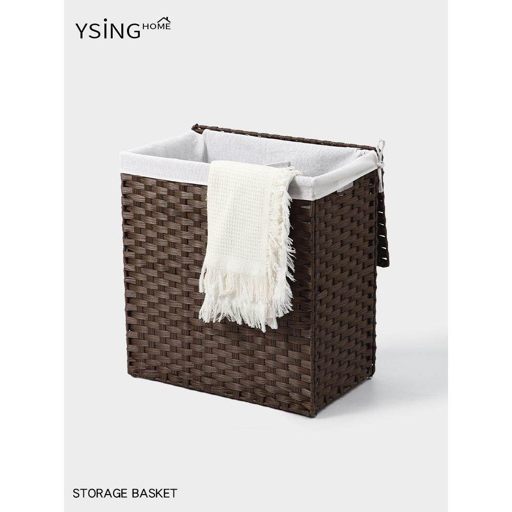 彷藤编脏衣篮家用编织可折叠手提脏衣篓卧室脏衣服杂物带盖收纳箱