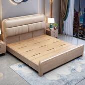 紫金檀木新中式 现代简约实木双人床1.8米主卧1.5软包真皮储物婚床