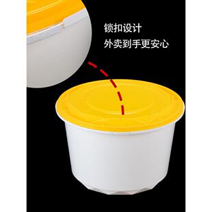 一次性锁扣打包盒圆形带盖商用防盗扣餐盒汤面米线麻辣烫外卖打包