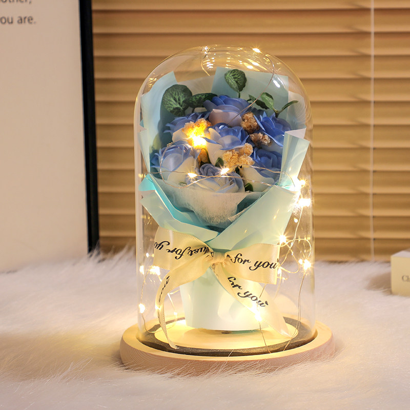 玫瑰花向日葵永生花真花束摆件