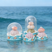 海胆壳小夜灯摆件海洋贝壳diy装 饰品卧室书房桌面可发光送人礼物