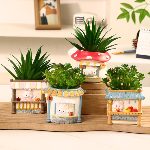 创意小动物笔筒摆件可爱多肉盆栽