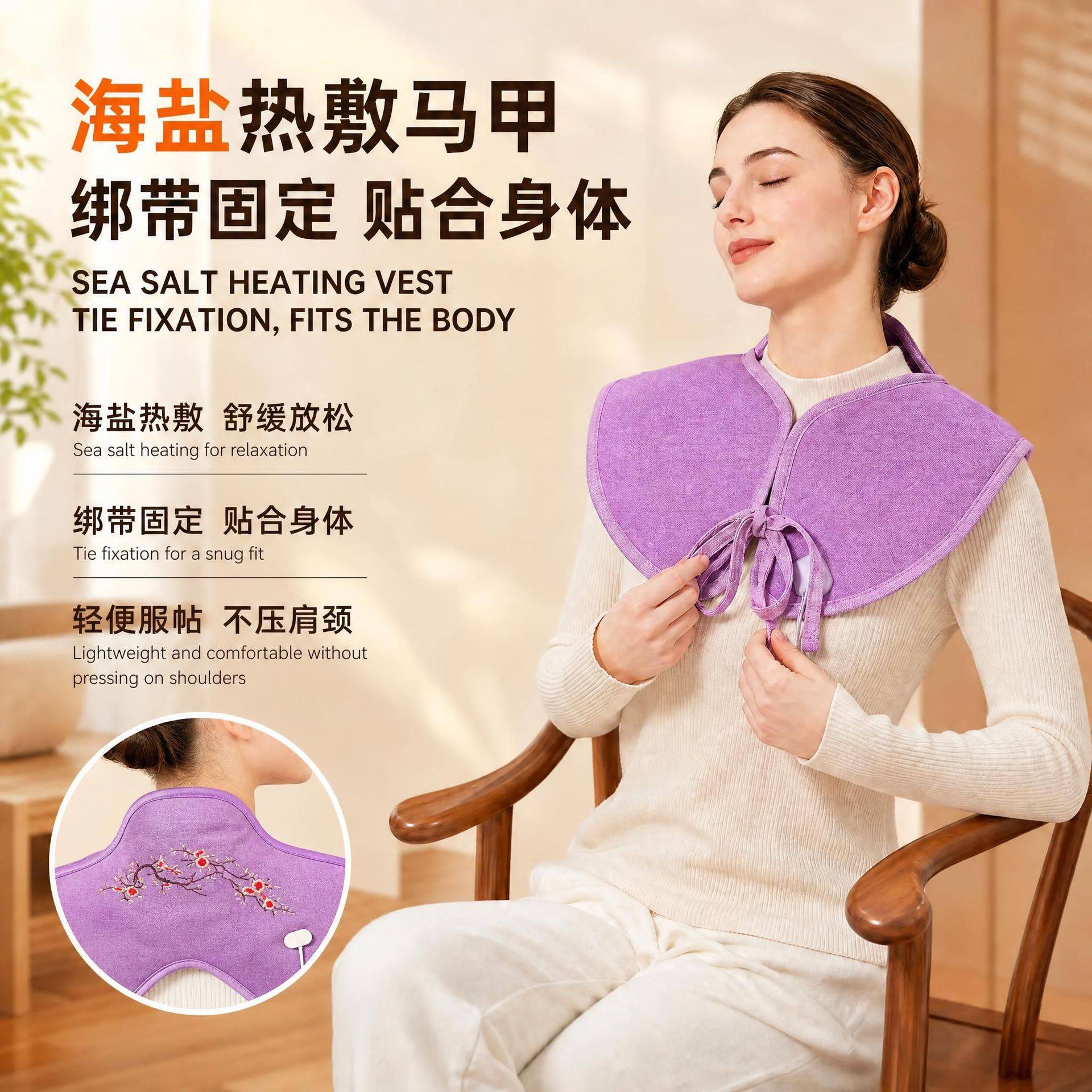 海盐艾草热敷披肩围脖电加热护肩