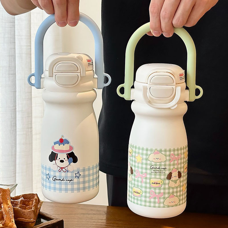 超萌可爱2025新款女生高颜值外带吸管保温杯式随行弹盖水杯子