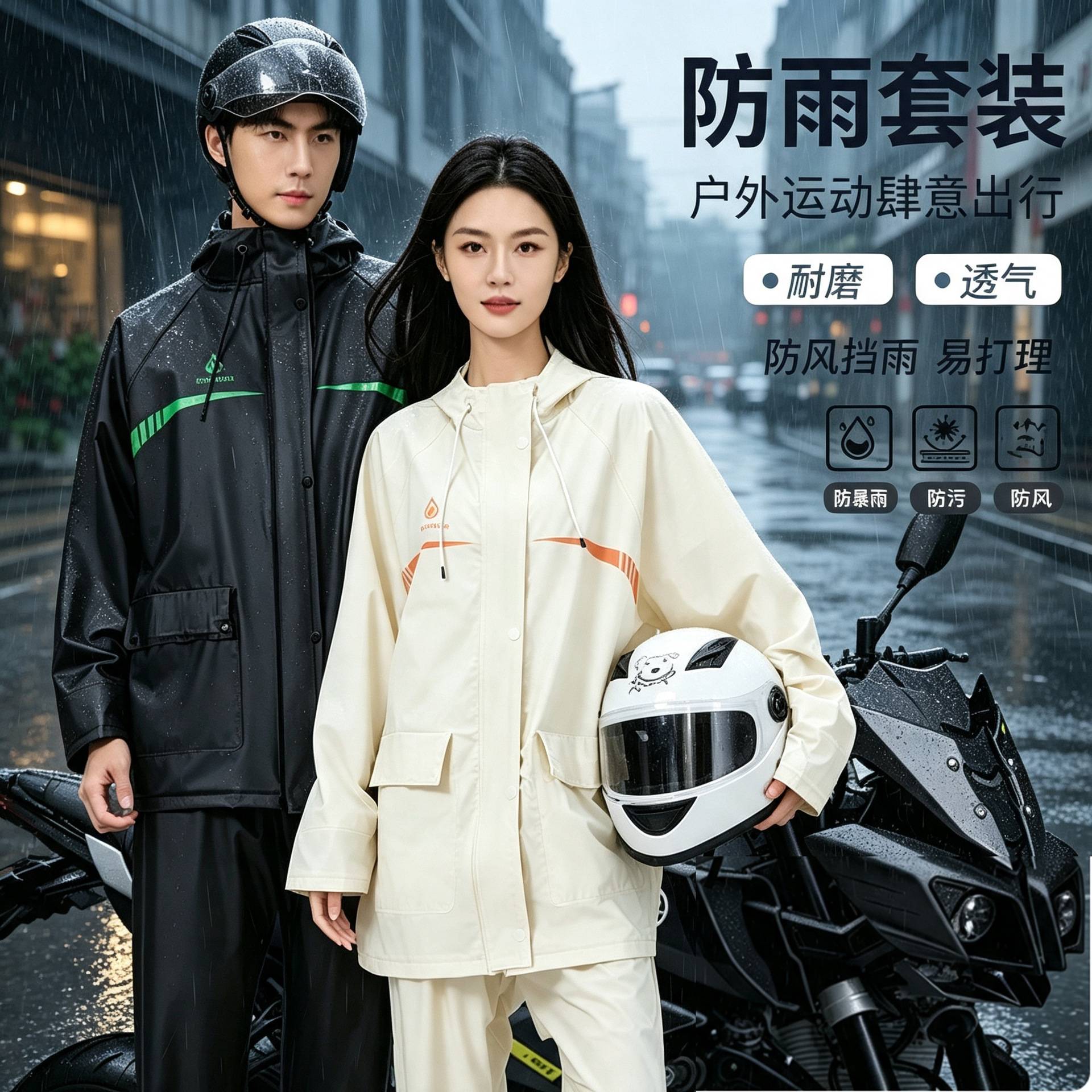 外卖骑手专用加厚分体式防暴雨