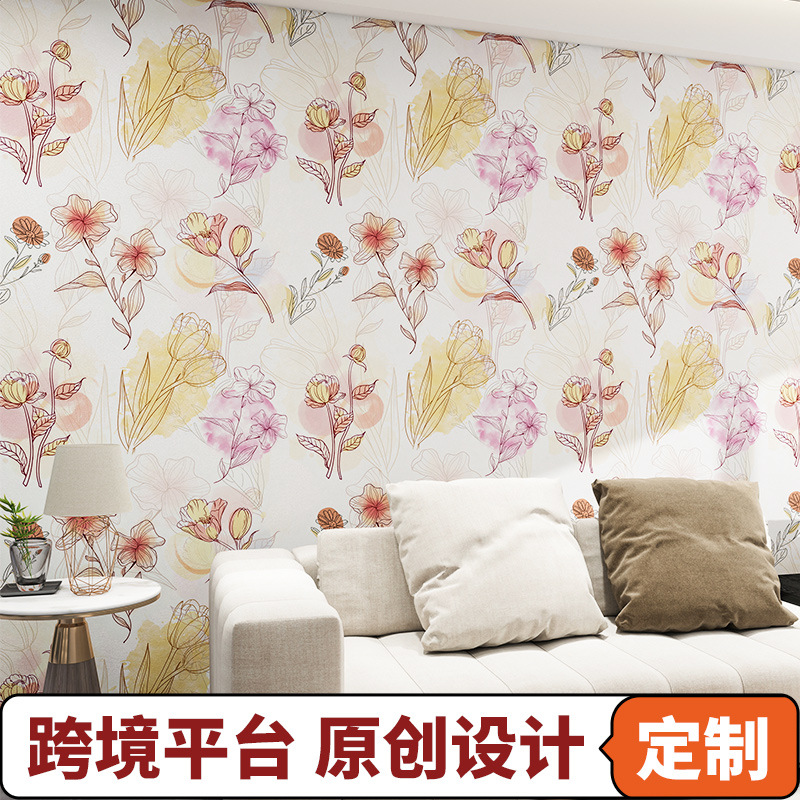 印花复古墙纸自粘防水防潮可撕无痕壁纸卧室客厅电视背景墙壁贴纸