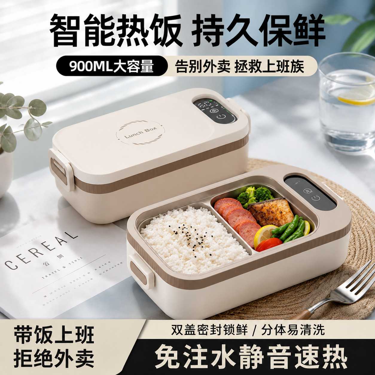 新款USB充电保温饭盒|304不锈钢