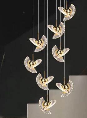 现d代简约梯长吊灯别墅公寓复式楼leLT1012旋转中空楼楼梯间灯具