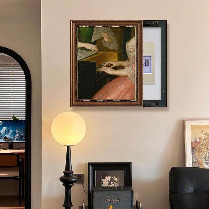 法式复古表箱电装电饰画美式客餐厅可无品牌/电推拉配箱挂画欧式