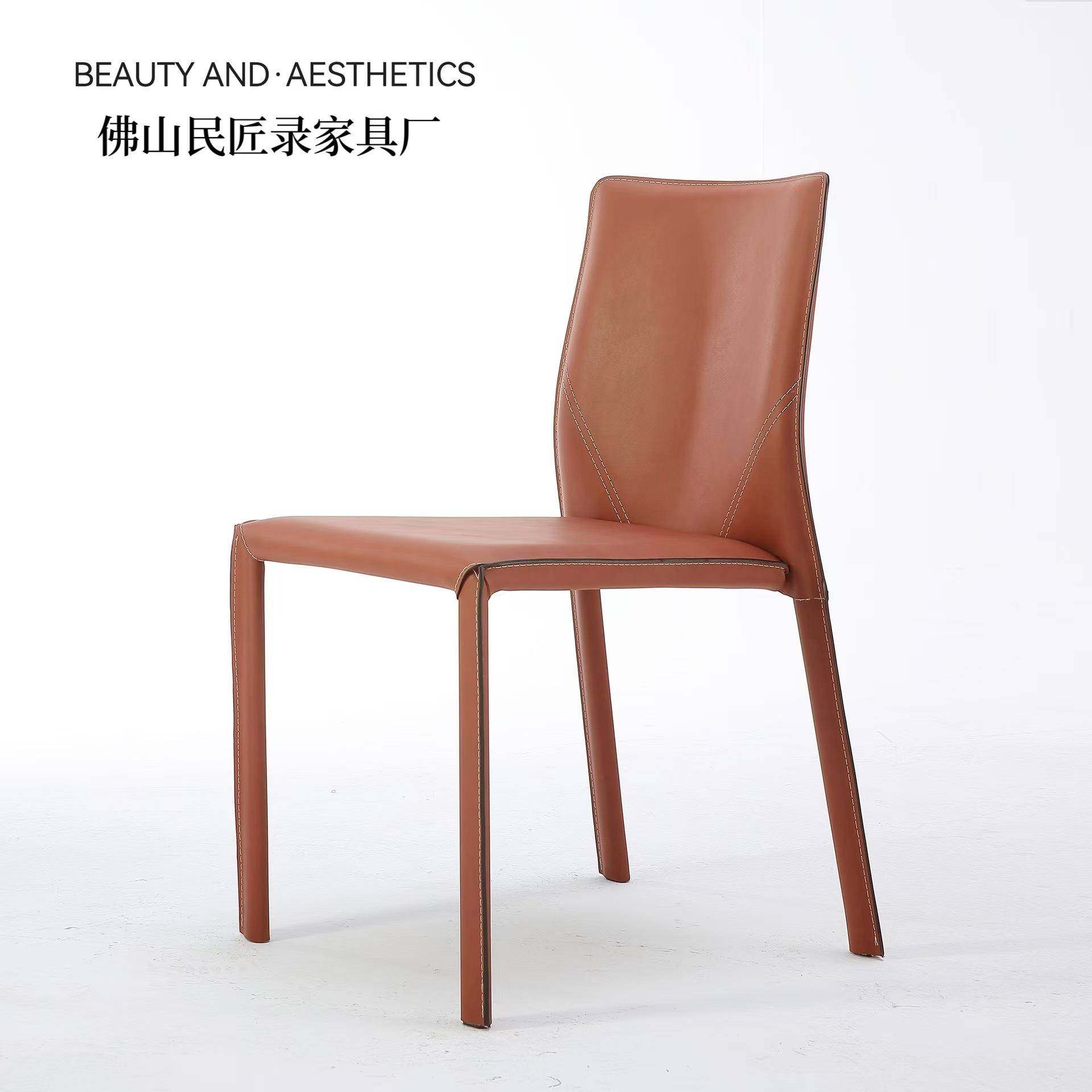 意马鞍式皮餐房椅意轻NJB椅奢马鞍设计师样板高档皮椅子酒店洽谈