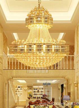 欧式灯水晶吊复91445式楼别墅楼中豪华大吊灯酒店工色程金水晶楼