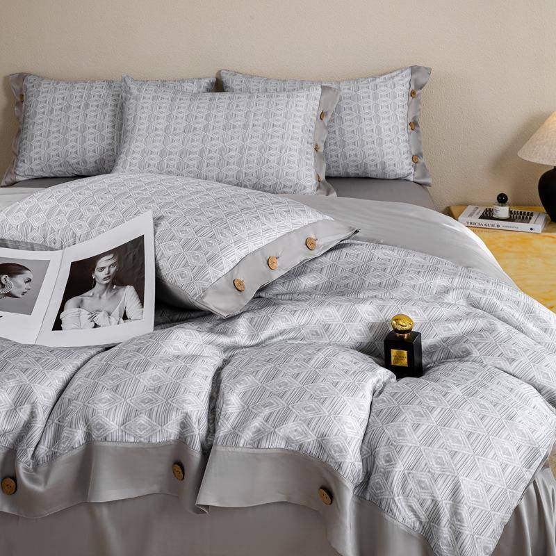 季60S莱赛尔天丝纽扣件丝四滑裸SL-60S-T睡套数码印花夏床品床单