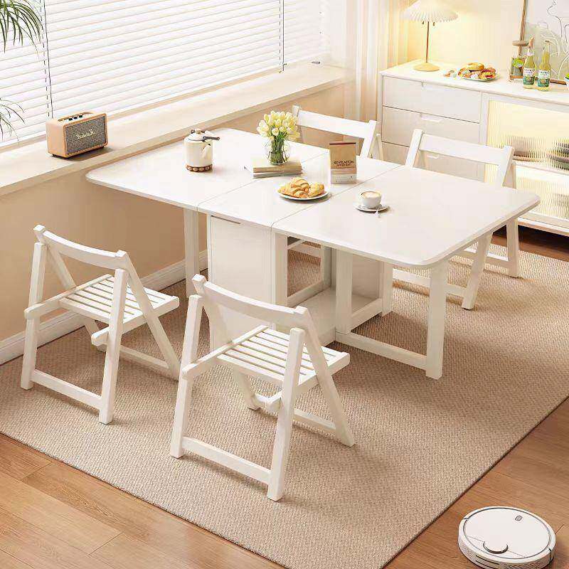 多型功简能折SBK叠长方形伸缩餐桌用小户吃饭桌家椅全实木组合现