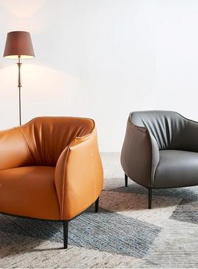 现代简约单沙发设人计师老虎室椅工作沙发卧书房客KNM厅室休闲服