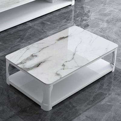 茶几家用客厅简约现代小户型钢化玻璃仿大理石餐桌长方形茶台茶桌