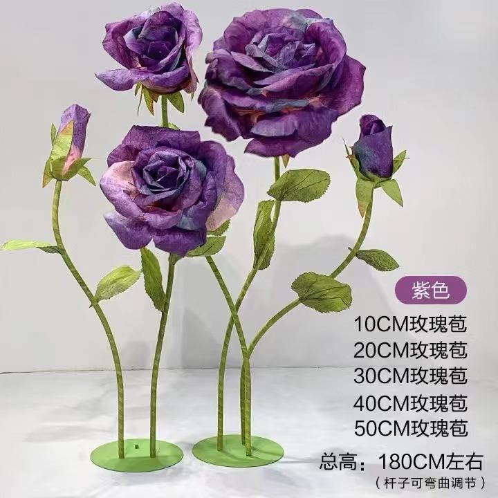 仿真玫瑰花朵支手感玫纸质花婚庆家装饰居花插花仿真玫012瑰瑰单