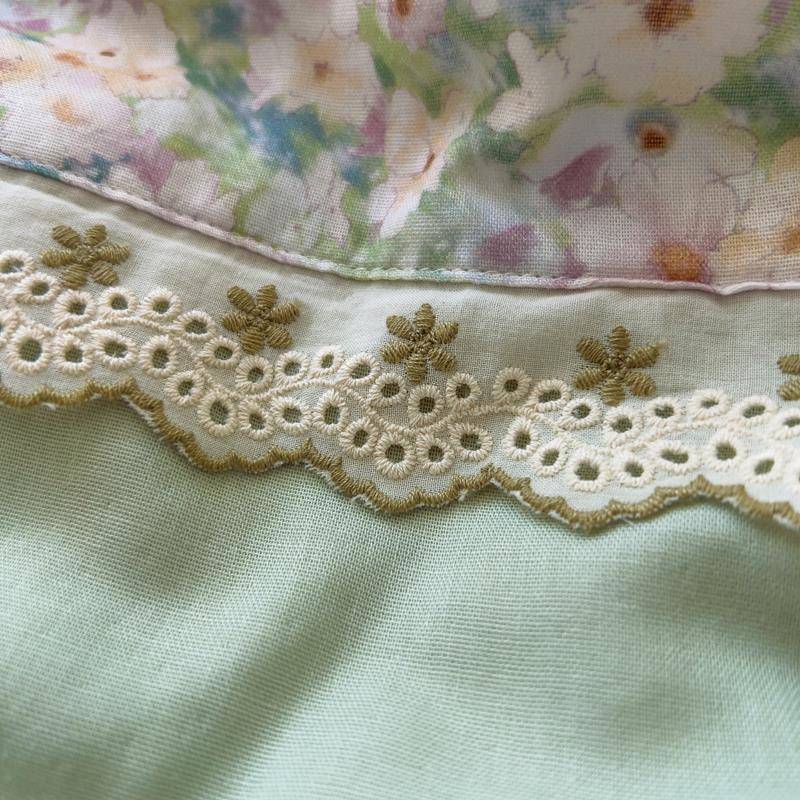 A类纯棉双层套纱四件10全棉小清NBK新碎花床单0套床上用品被床笠