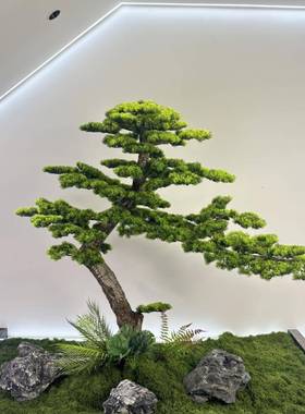 tb-75068大仿真迎客松罗型汉松酒店窗装饰假橱松新中树式室内造景