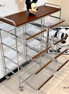 中古小推AL100430车置物可移动多功能理筐榉木家架用落多层收纳储