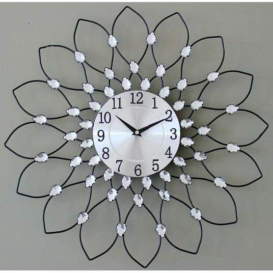 钟创挂意欧简KPW约时尚静音金属钟表镶式钻工艺时钟