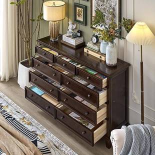 九斗柜实子木简约现代卧室美式 斗抽屉柜RZL五斗纳橱柜客厅收柜复